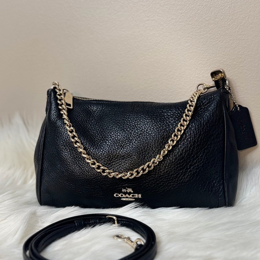 Coach Luxury Pebble Leather Convertible Crossbody Handbag Purse#F3666